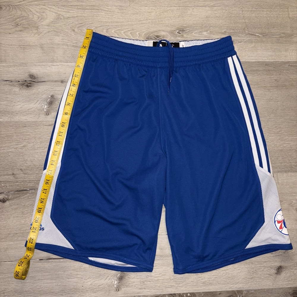 NBA Philadelphia 76ers Adidas Basketball Shorts Men's Large Blue Knee Length - Picture 9 of 9